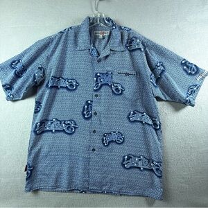 Vintage Southpole Shirt Hip Hop Y2K Streetwear All-Over Print Blue Graffiti XL